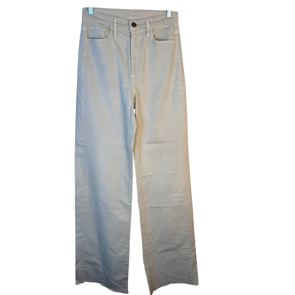 Joes Jeans Womens High Rise Wide Leg Raw Hem Beige Denim Pants Size 25